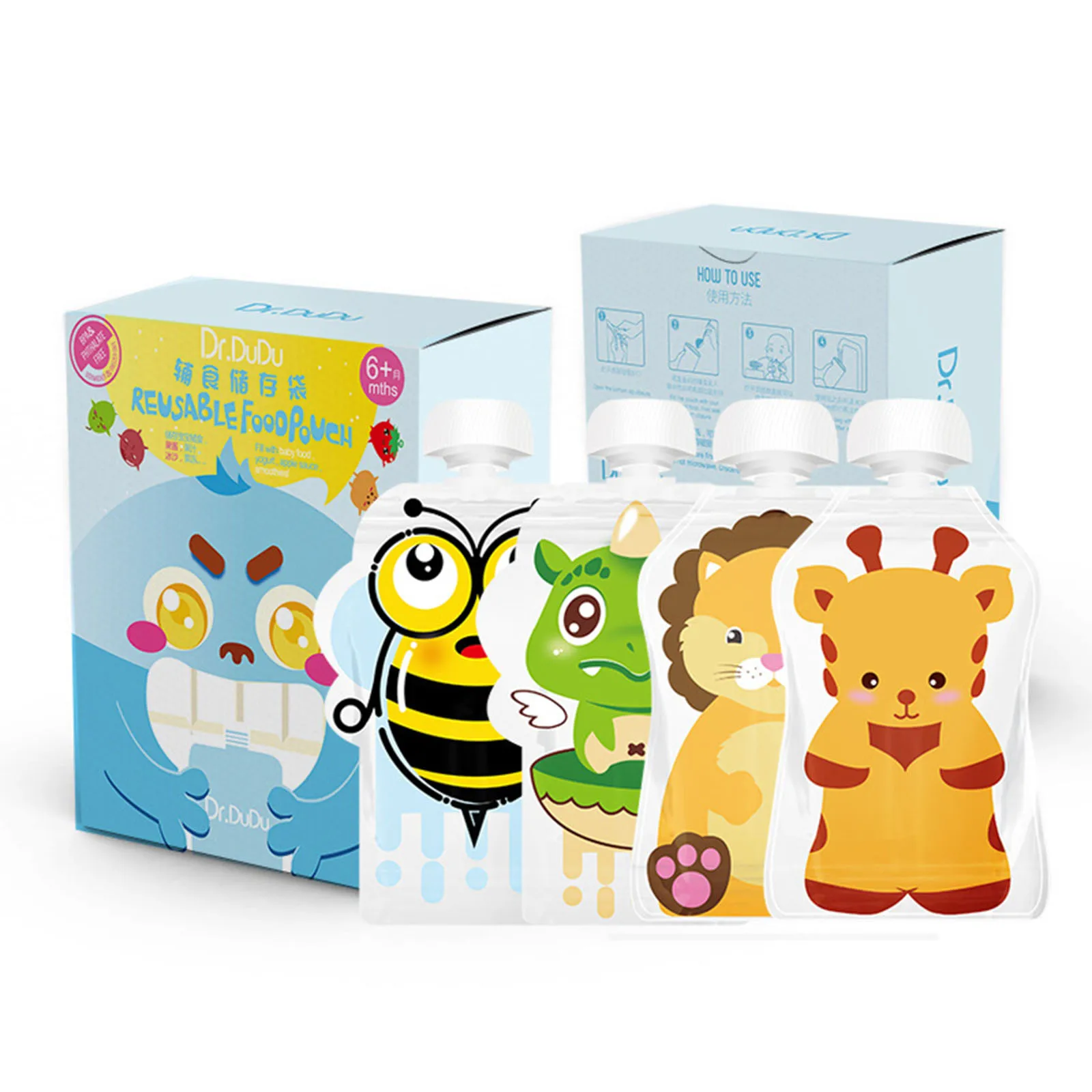 Baby Food Reusable Pouches - 8pcs Baby Complementary Food Bags Reusable