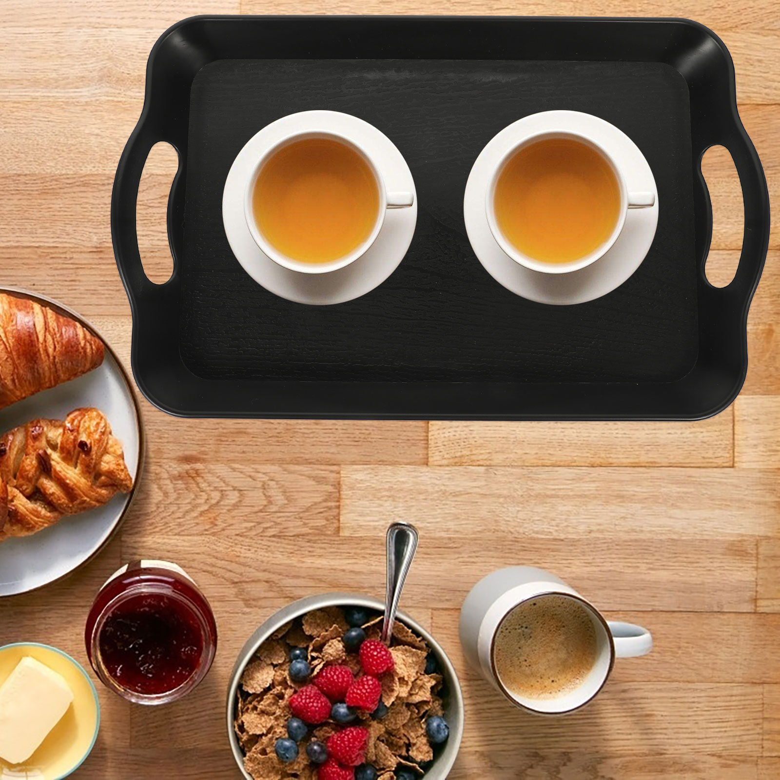 Baby Food In Restaurant - Double Handle Serving Tray Rectangular Food