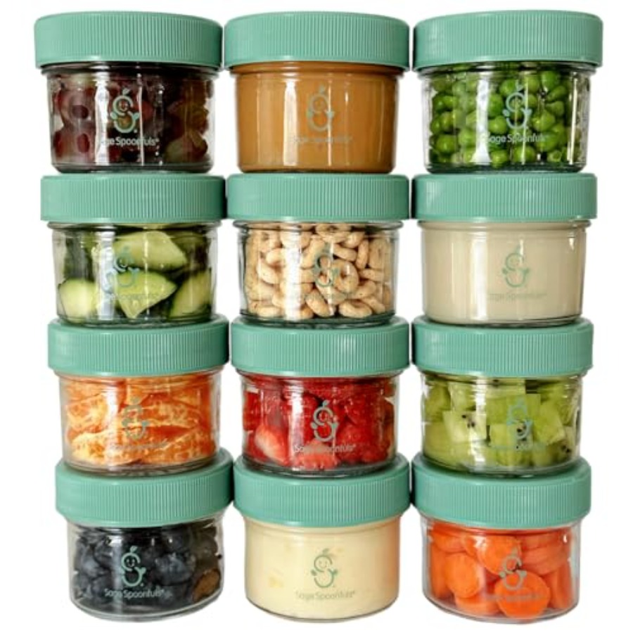 Baby Food Glass Jar - Sage Spoonfuls -12 Pack 4 oz