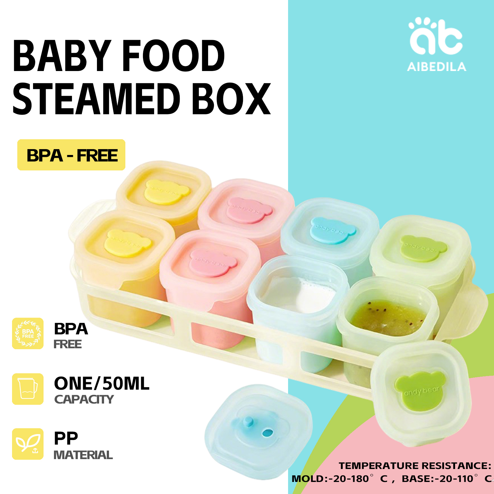 Baby Food Glass Jar - AIBEDILA Baby Complementary Food Box Steamed