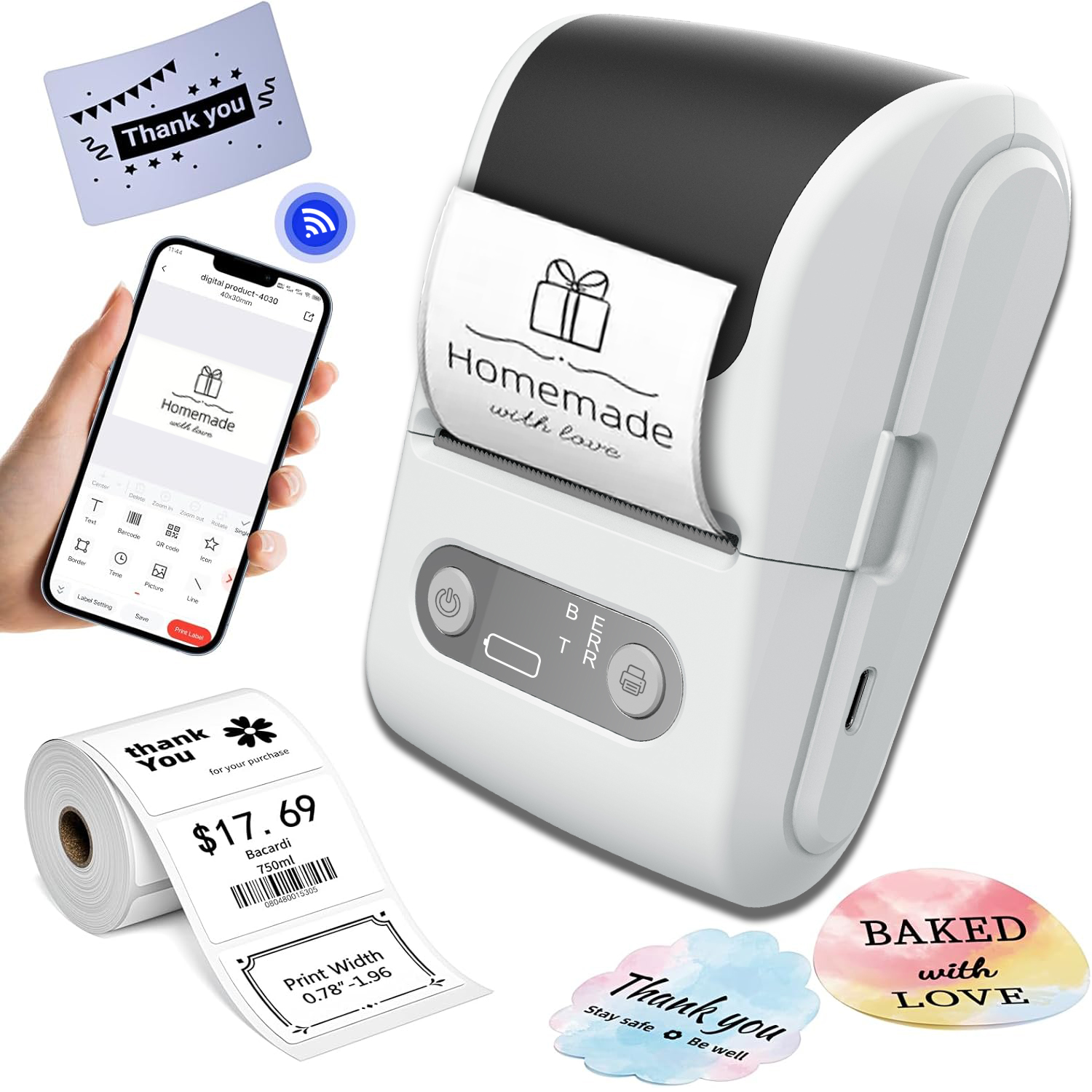 Portable P1 Bluetooth Thermal  - đánh giá và giá Baby Food Label