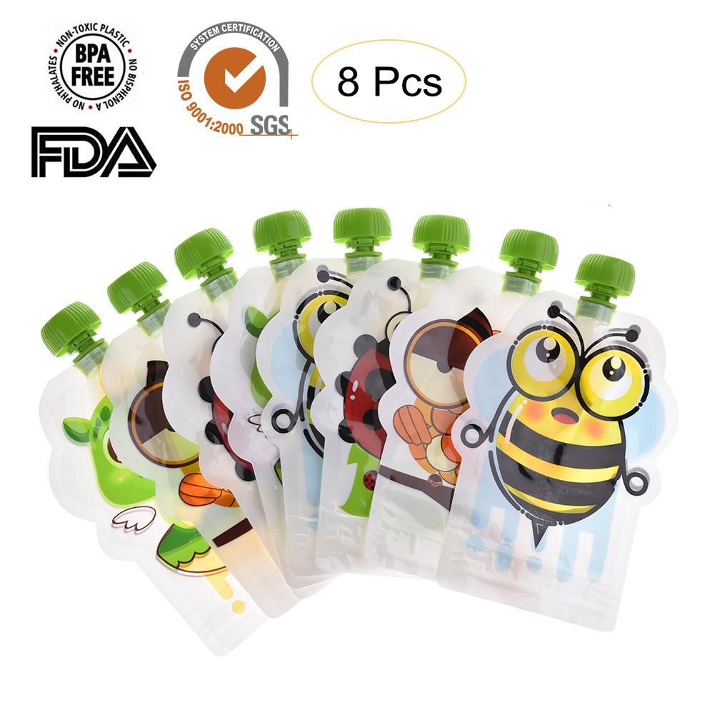 8pcs 150ml Baby Food Storage P - đánh giá và giá Baby Food Reusable Pouches
